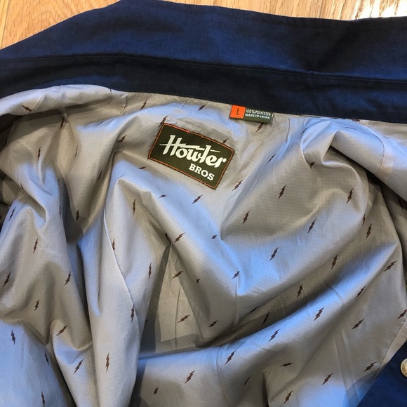 HOWLER BROS. LRG ROADRUNNER 100% POLYESTER BLUE LINED BUTTON-DOWN JACKET (EUC) - Picture 7 of 8